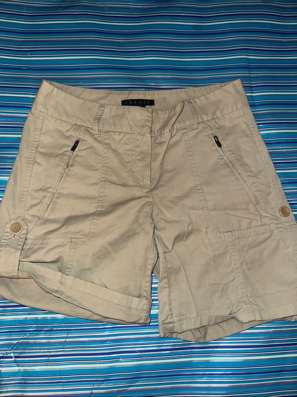 Theory Women's Beige Cargo Bermuda Shorts